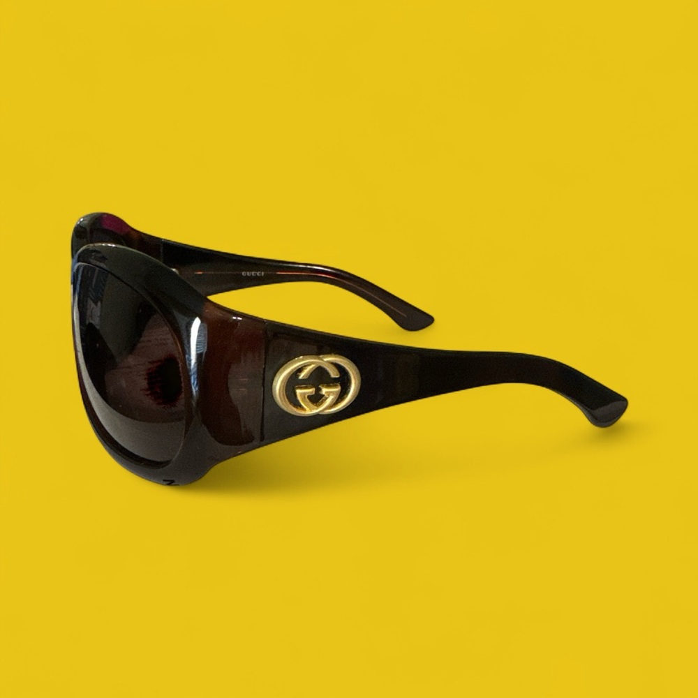 Gucci Dark Brown Sunglasses with Gold Logo